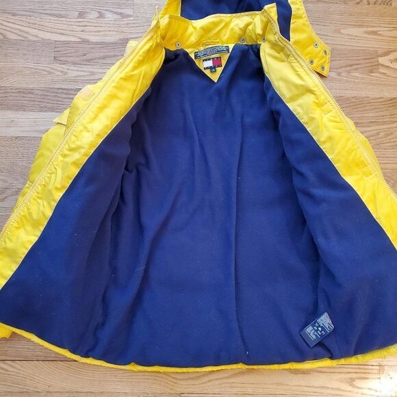 Tommy Hilfiger Jeans Womens Puffer Jacket size S Nautical Yellow Sailing Hood - Picture 4 of 9